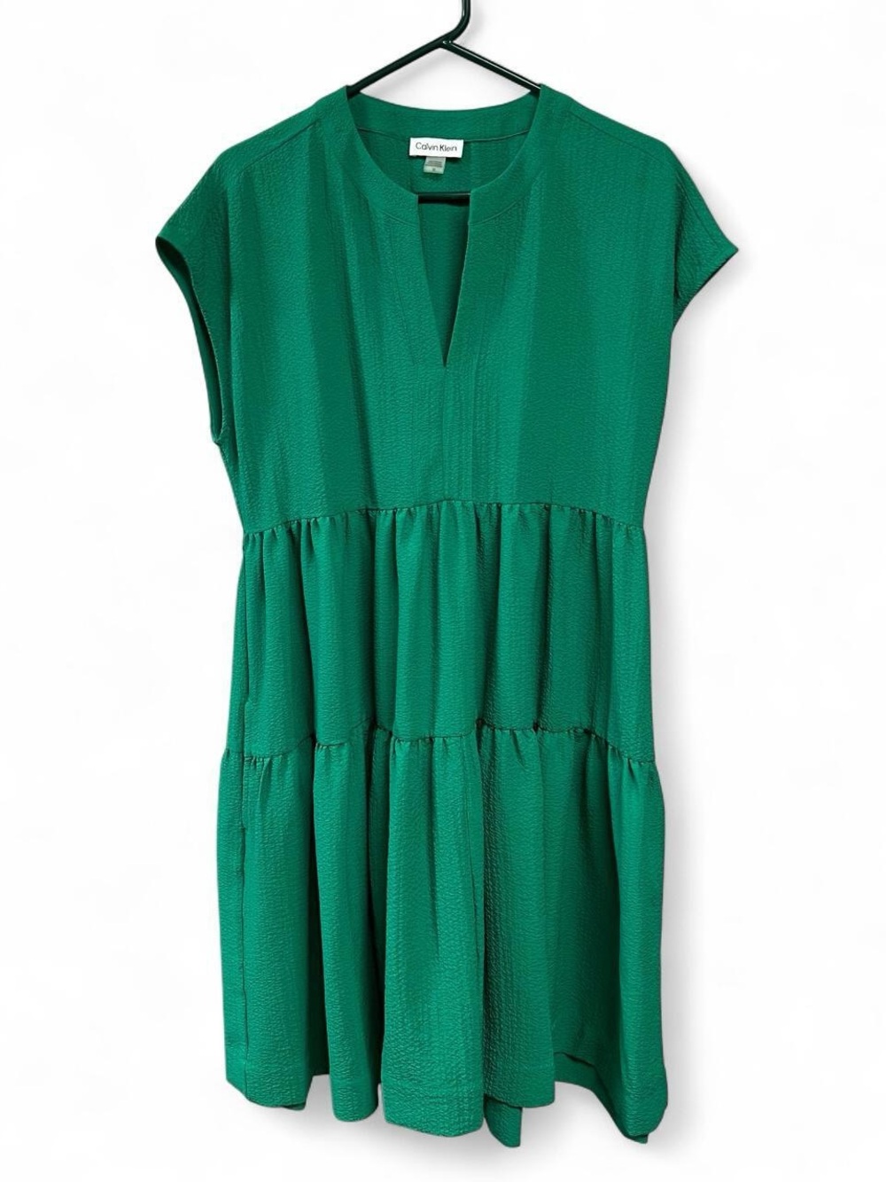 Calvin Klein Tiered Belted Dress Green Size 10